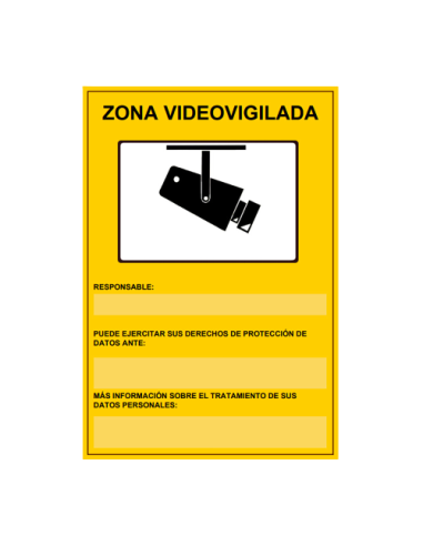 CARTEL ZONA VIDEOVIGILADA HOMOLOGADO 21X29CM  EDM