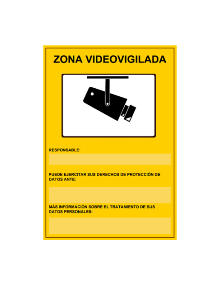 CARTEL ZONA VIDEOVIGILADA HOMOLOGADO 21X29CM  EDM